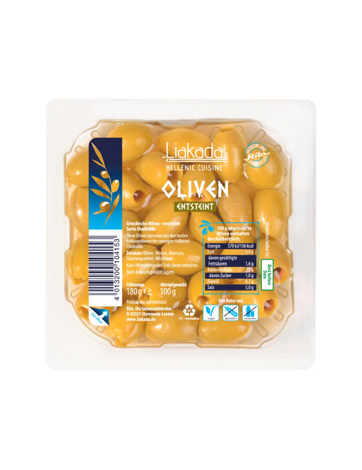 Liakada grüne Oliven entsteint 180g