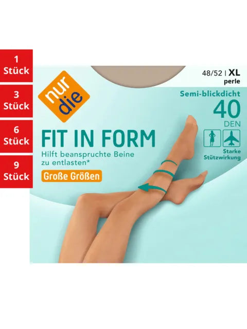 nur die Fit in Form Strumpfhose 40den Komfortgröße perle 122 Gr.52/56