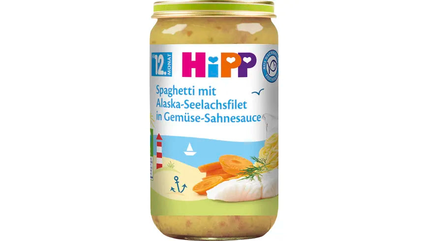 Hipp Menü Spaghetti mit Alaska-Seelachsfilet in Gemüse-Sahnesauce ab dem 12.Monat 250g