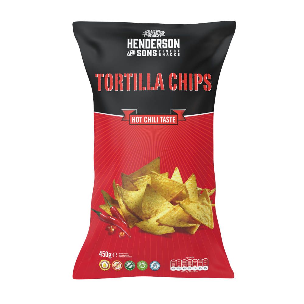 Henderson&Sons Tortilla Chips Hot Chili 450g