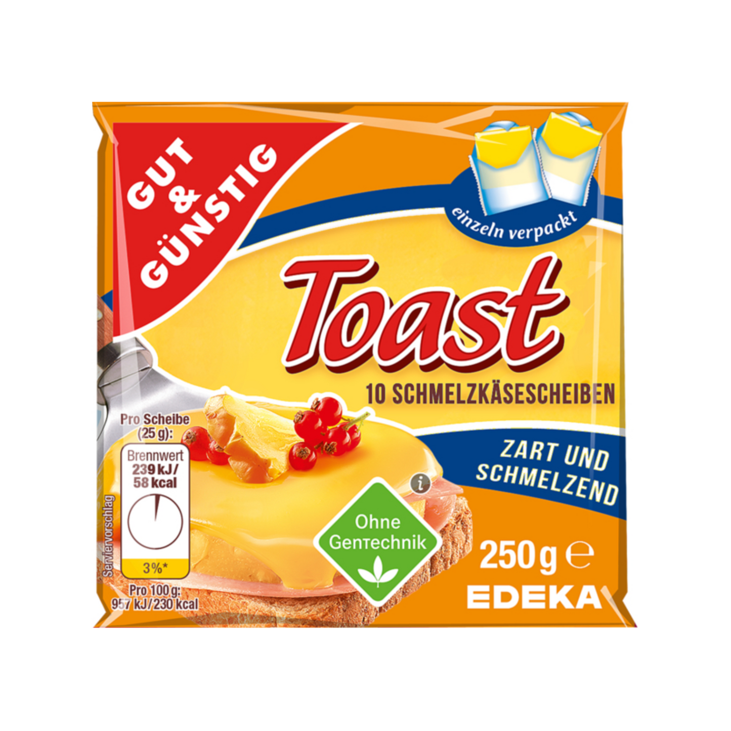 GUT&GÜNSTIG Schmelzkäsescheiben Toast 35% 250g