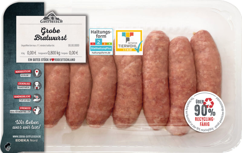 Gutfleisch Bratwurst frisch,grob 800g