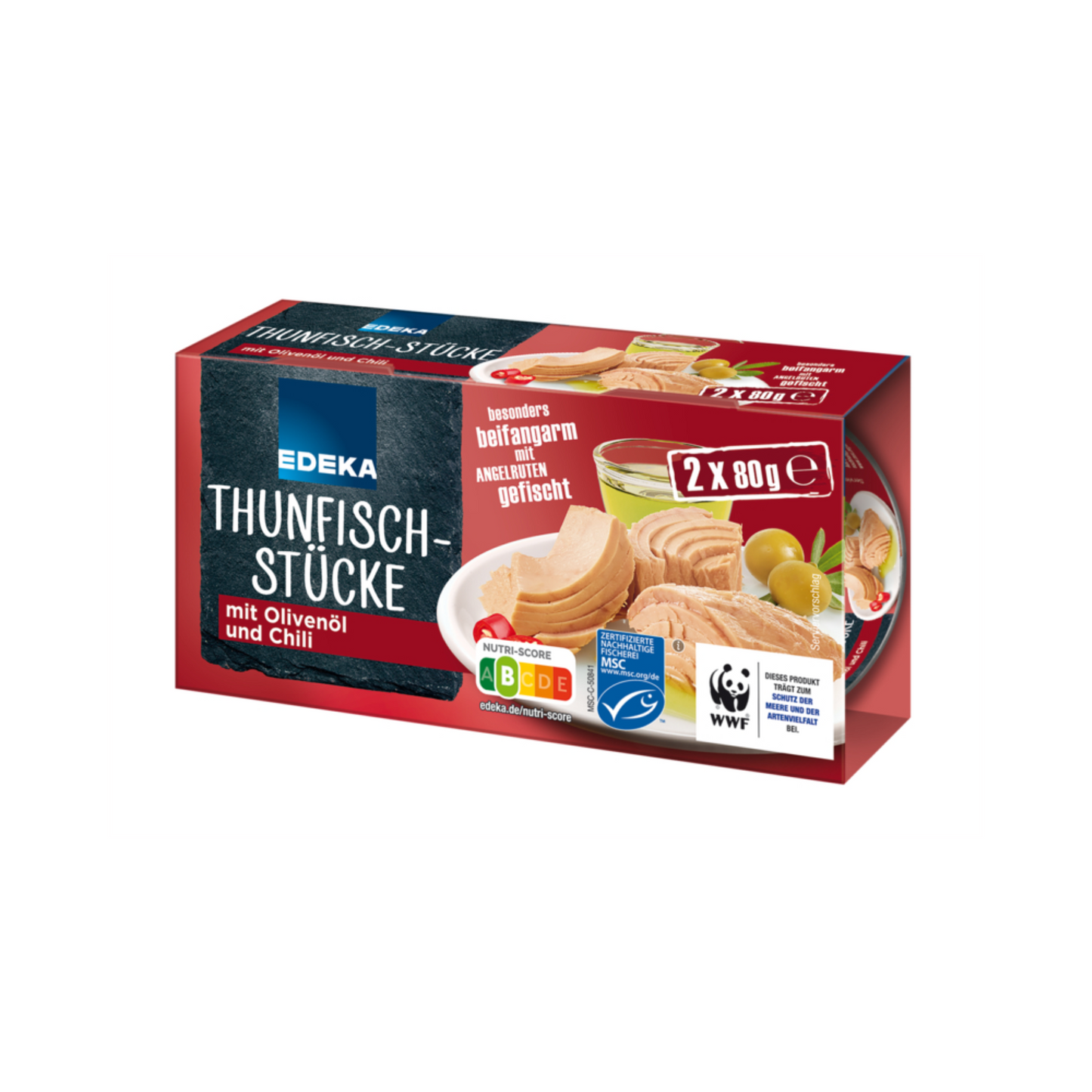 MSC EDEKA Thunfischstücke in Olivenöl mit Chili 2x80g