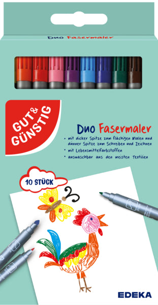 GUT&GÜNSTIG Duo-Fasermaler Dick und Dünn 10ST