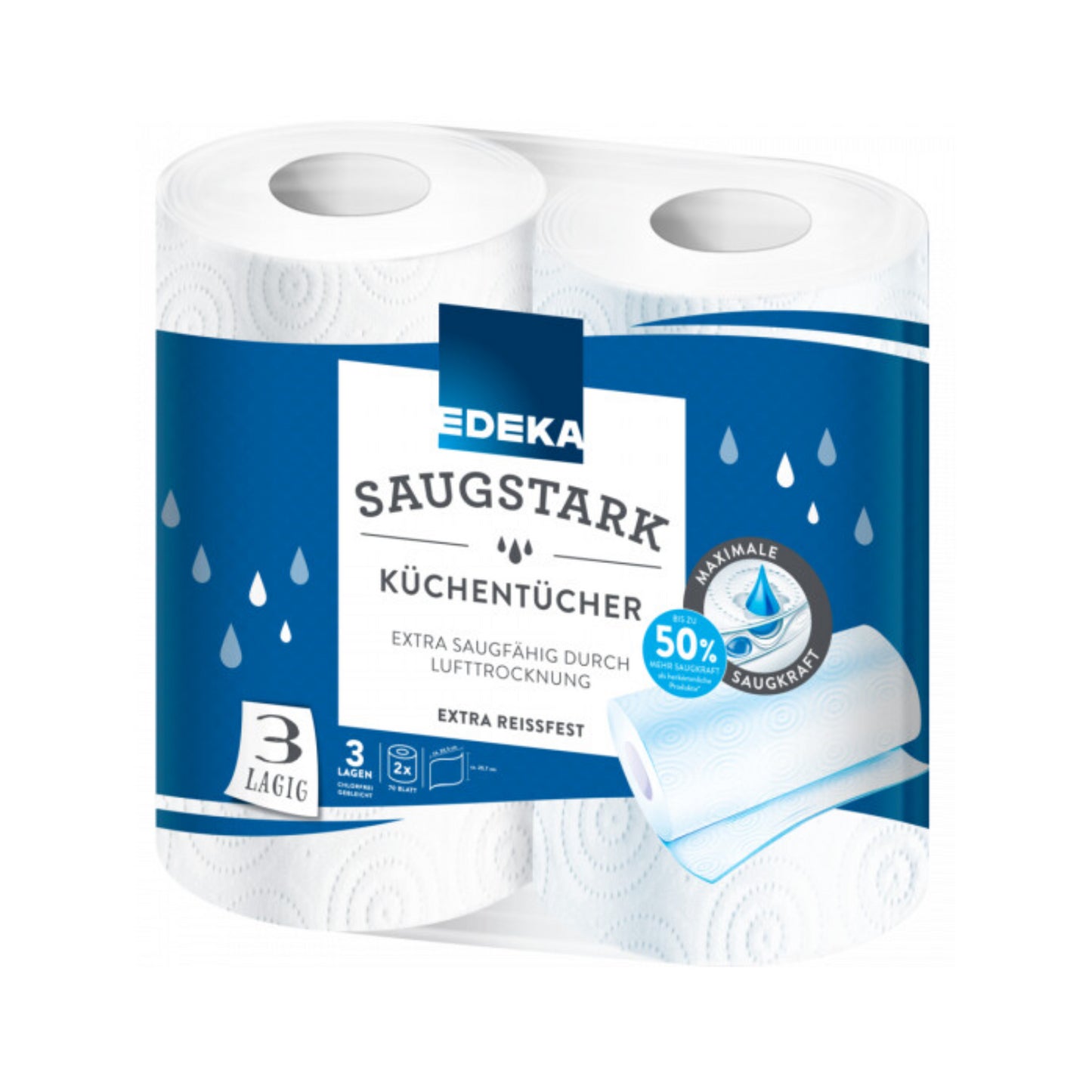 EDEKA Küchentücher extra saugstark TAD 3lagig 2x70Blatt