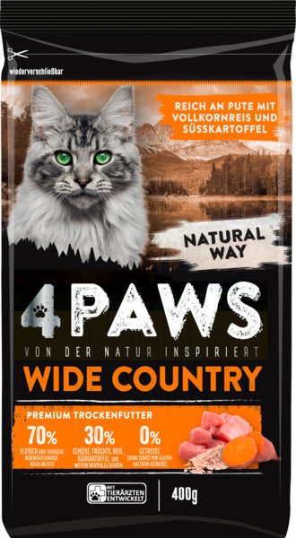 4Paws wide country reich an Pute mit Vollkornreis&Süsskartoffel 400g