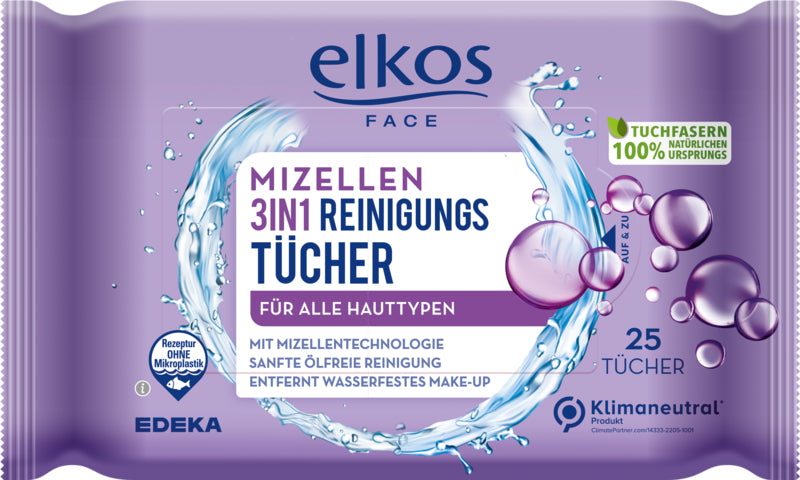 EDEKA elkos Gesichtsreinigungstücher Mizellen 25ST