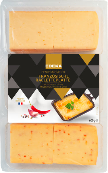 EDEKA Genussmomente Französischer Raclettekäse 3 Sorten in Scheiben 48% 600g VLOG