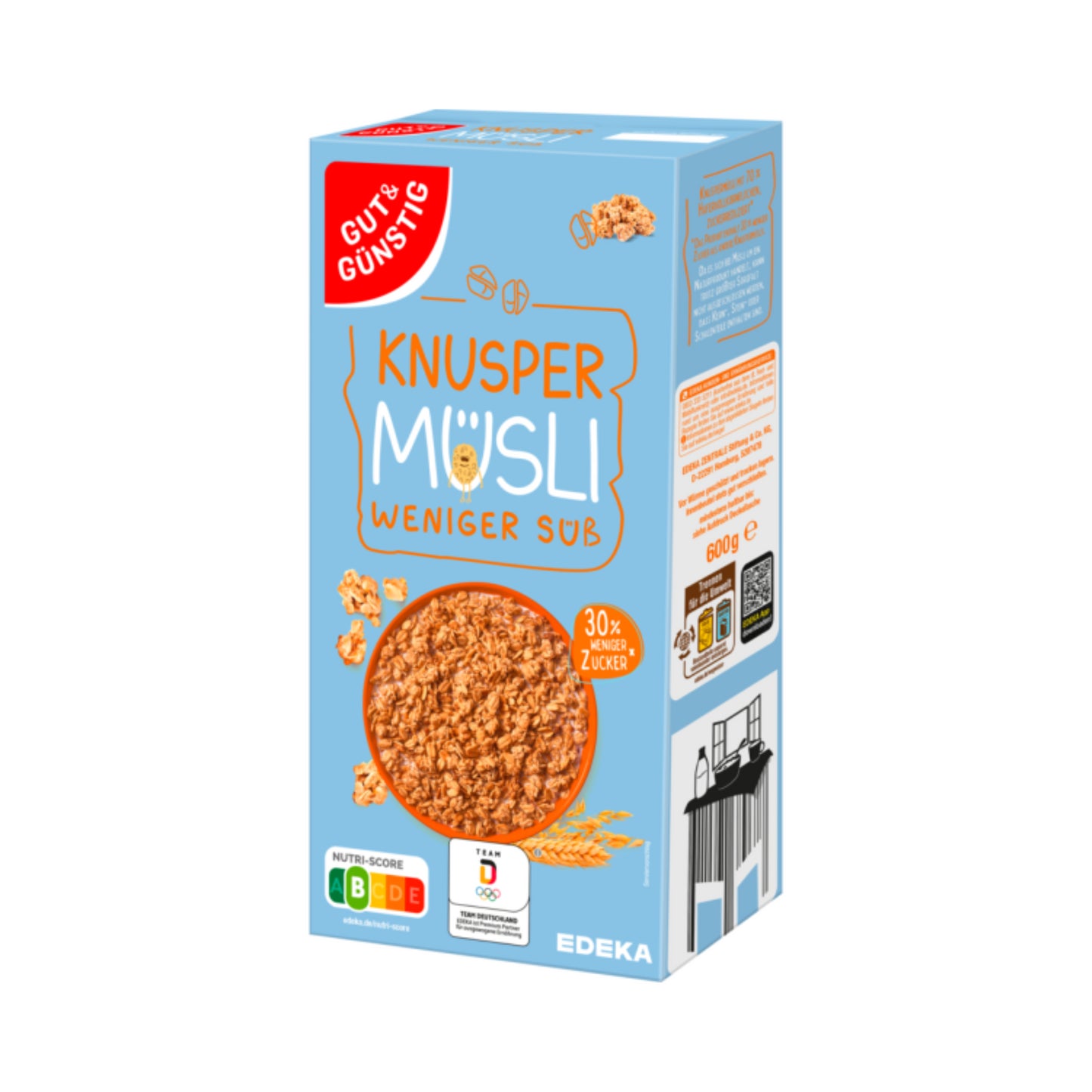 GUT&GÜNSTIG Knusper Müsli weniger süß 600g