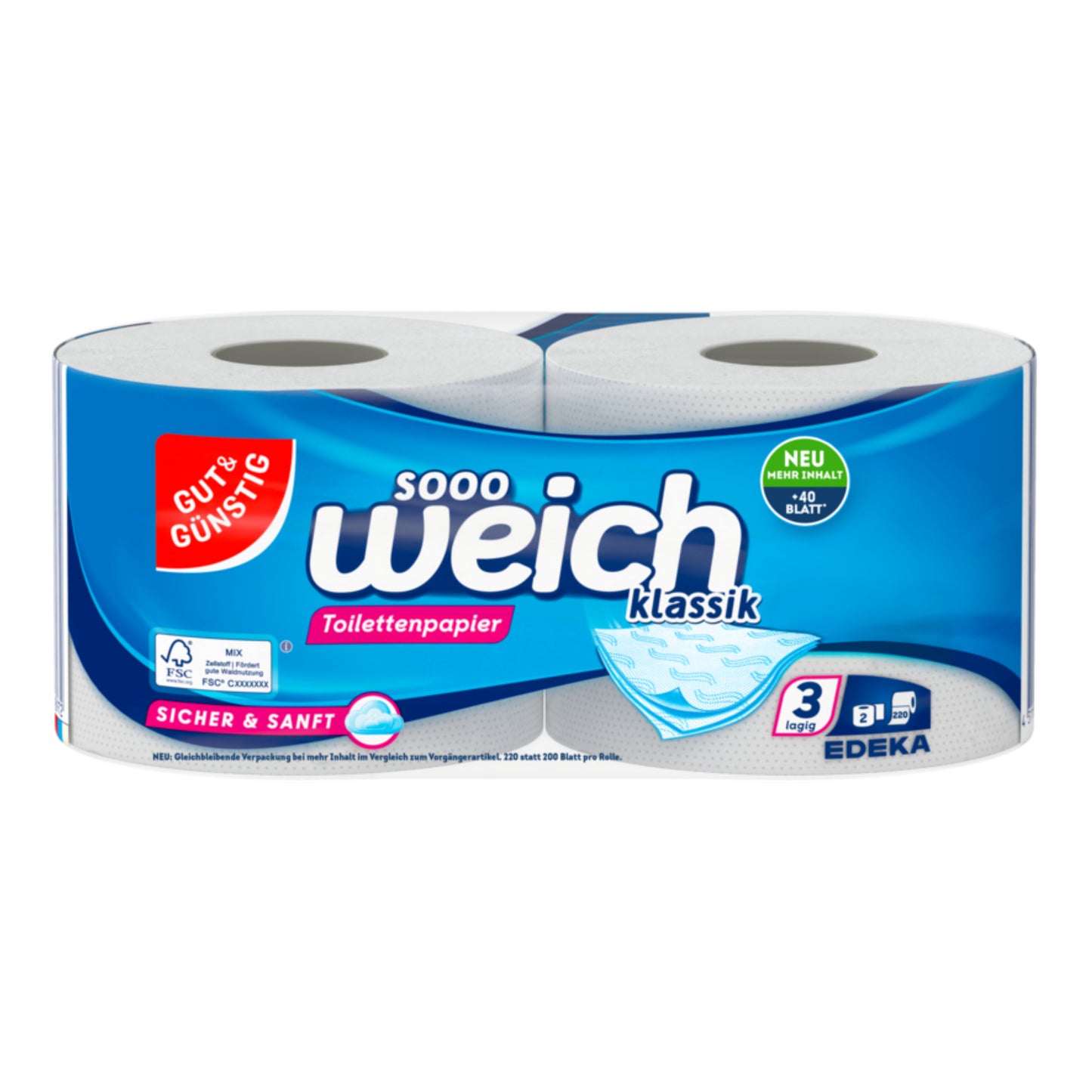 GUT&GÜNSTIG Toilettenpapier 3-lagig 2x220BL