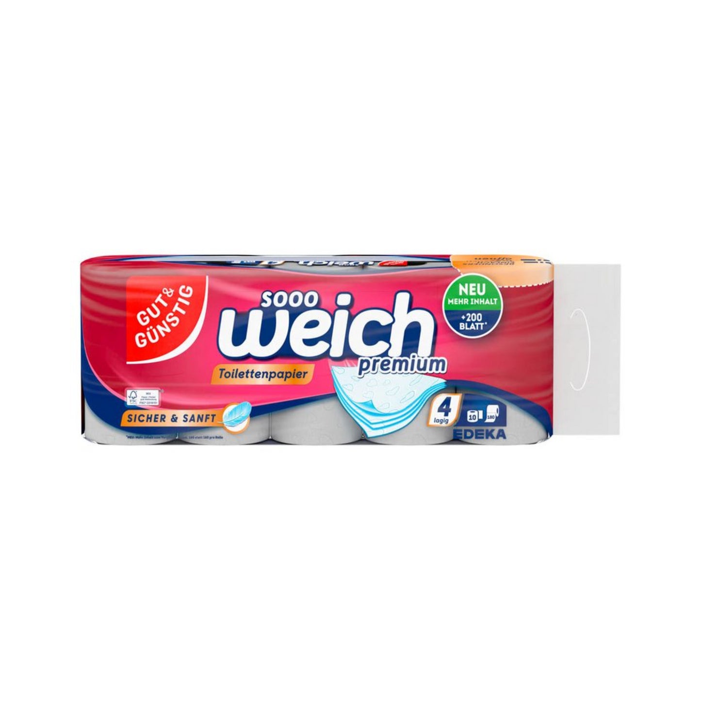 GUT&GÜNSTIG Toilettenpapier 4-lagig 10x200BL