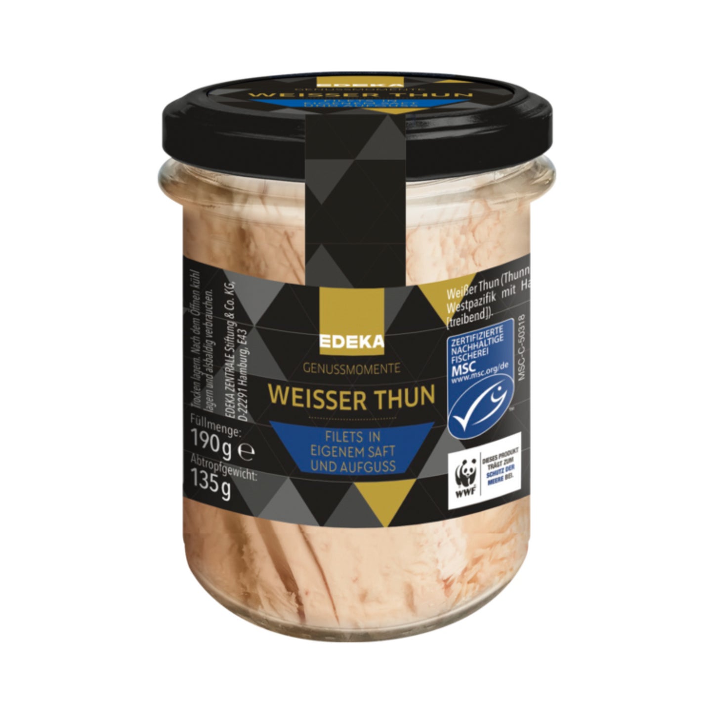 MSC EDEKA Genussmomente Filets vom Weißen Thunfisch in eigenem Saft 190g