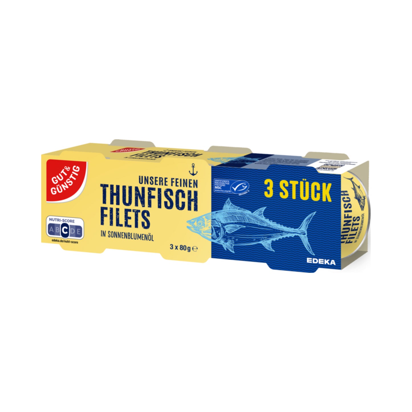 MSC GUT&GÜNSTIG Thunfischfilets Sonnenblumenöl 3x80g