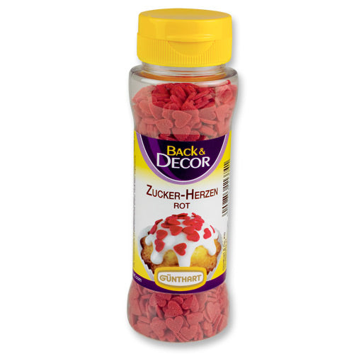 Günthart Streudekor Zucker-Herzen rot 100g