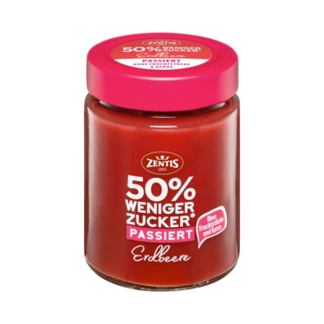 Zentis 50% weniger Zucker Fruchtaufstrich Erdbeere passiert 195g