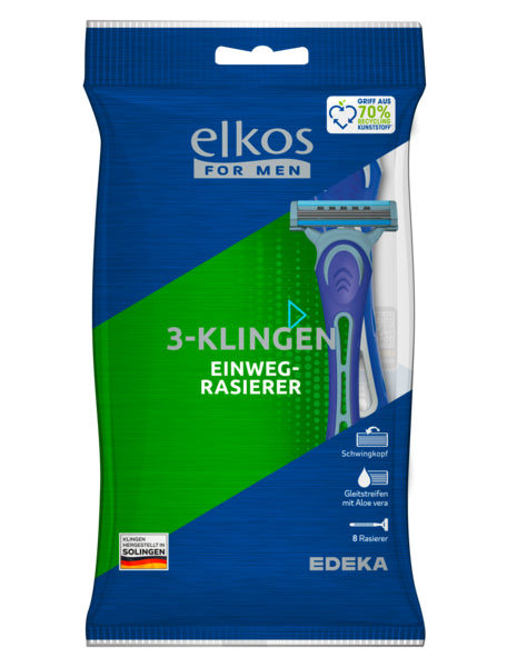 EDEKA elkos for men 3-Klingen Einwegrasierer 8ST