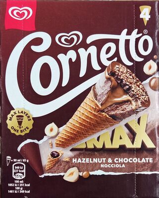 Langnese Cornetto Max Chocolate & Hazelnut 4x90ml