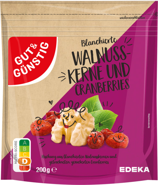 GUT&GÜNSTIG Walnusskerne blanchiert und Cranberries 200g