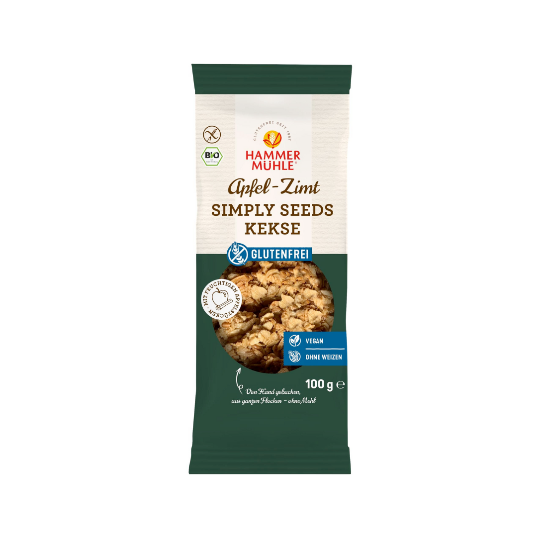 Bio Hammermühle Simply Seeds Kekse Apfel-Zimt 100g