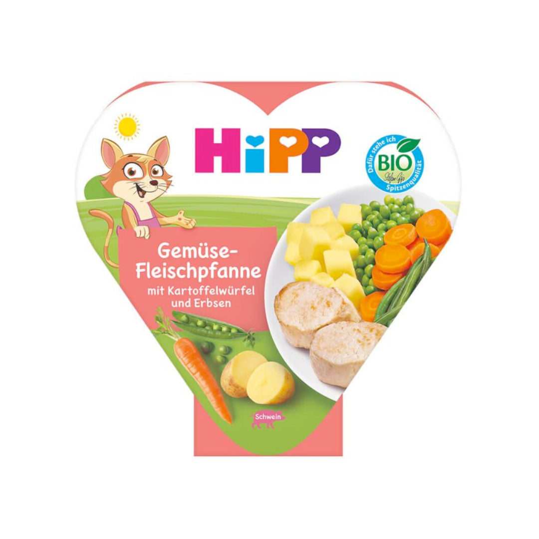 Bio Hipp Gemüse-Fleischpfanne mit Kartoffelwürfel und Erbsen 250g