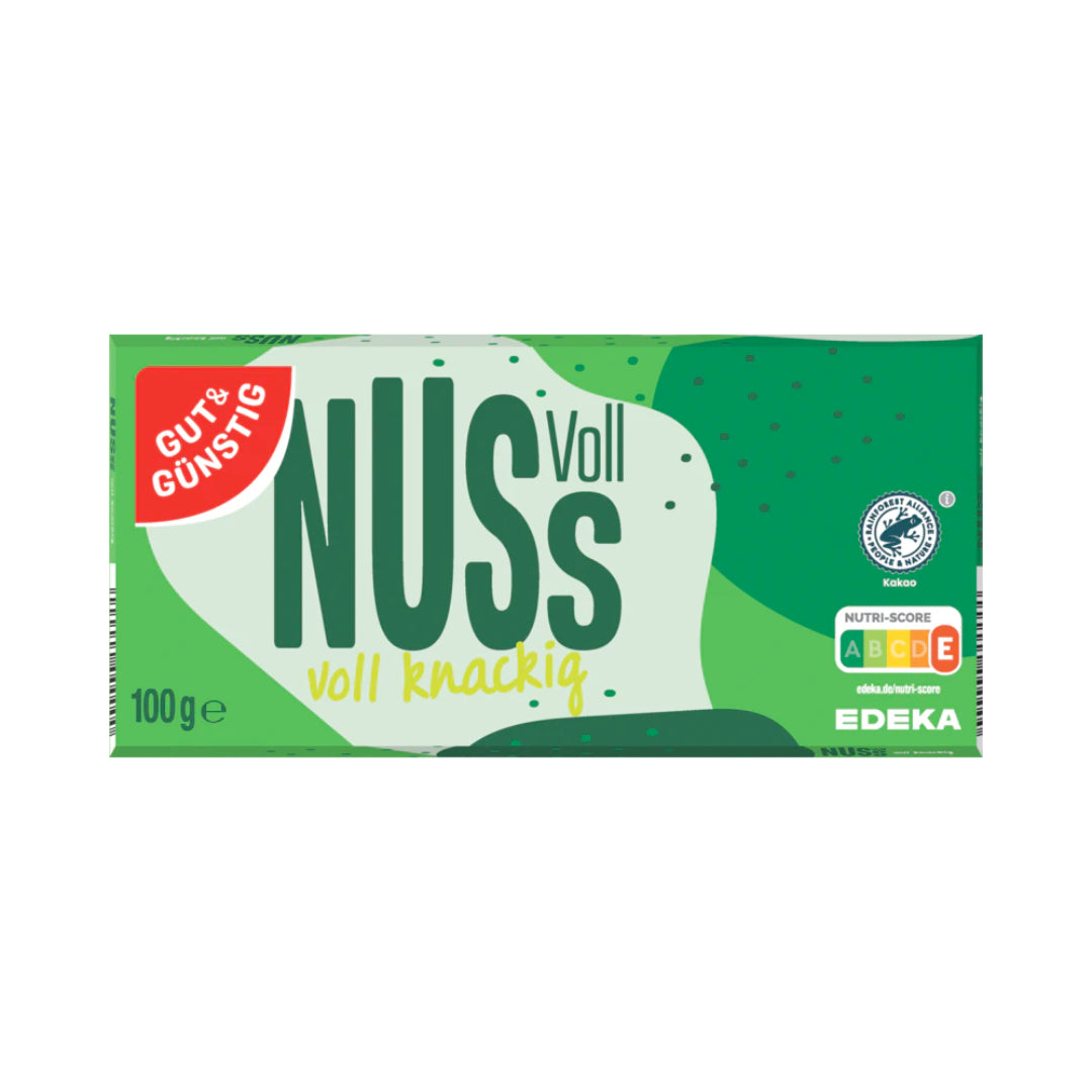 GUT&GÜNSTIG Edel Vollmilch ganze Haselnuss 100g