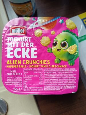 Müller Joghurt mit der Ecke Alien Crunchies mit Vanillejoghurt 150g
