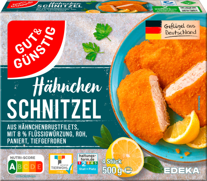 GUT&GÜNSTIG Hähnchenschnitzel paniert 500g VLOG QS ITW