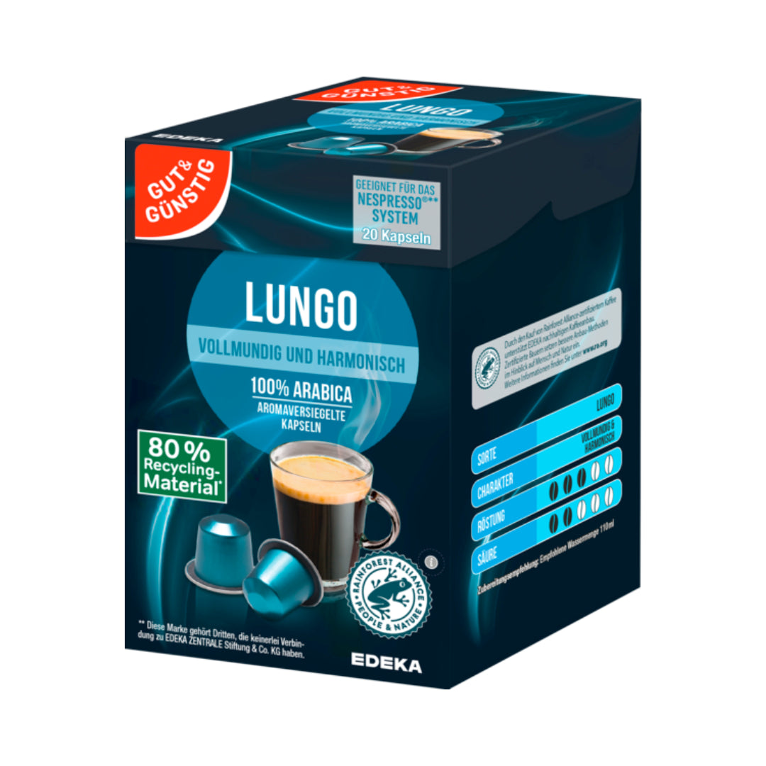 GUT&GÜNSTIG Kaffeekapseln Lungo 104g