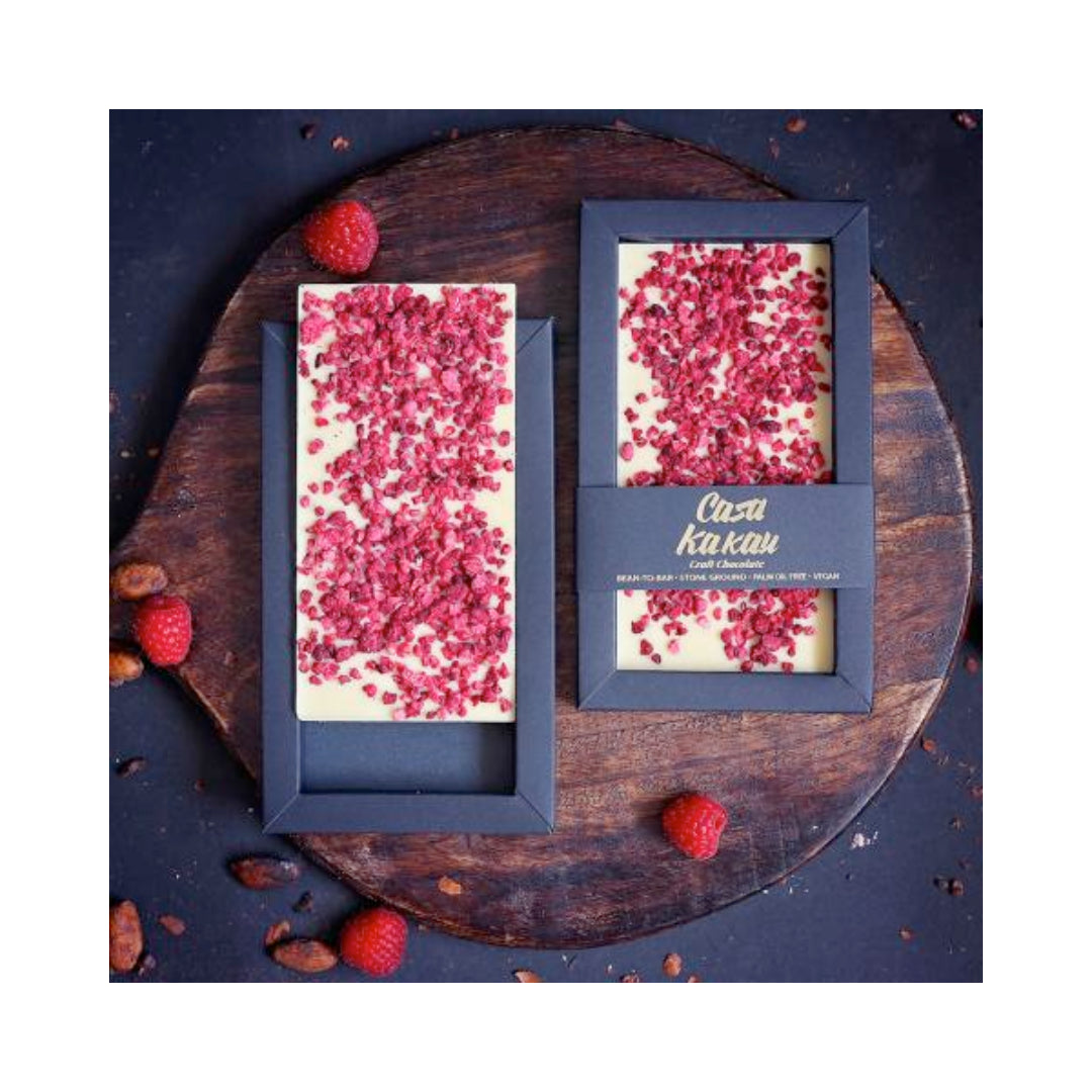 Casa Kakau Craft Chocolate Weiße mit Himbeeren 70g