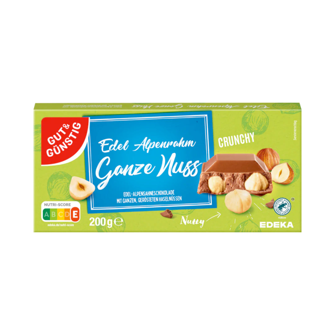 GUT&GÜNSTIG Alpenrahm Ganze Nuss Schokolade 200g