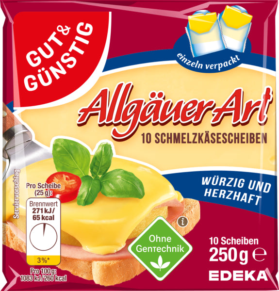 GUT&GÜNSTIG Schmelzkäse-Scheiben Allgäuer Art 250g VLOG