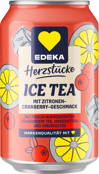 EDEKA Herzstücke Premium Eistee Zitrone-Cranberry 0,33l DPG