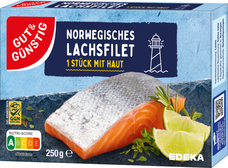 GUT&GÜNSTIG Norwegisches Lachsfilet mit Haut 250g