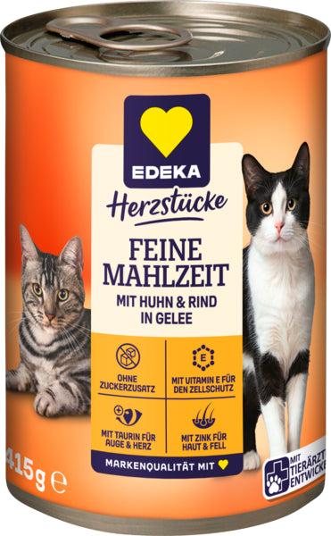 EDEKA Herzstücke Feine Mahlzeit mit Rind+Huhn in Gelee 415g