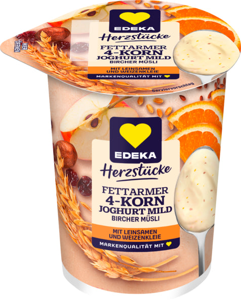 EDEKA Herzstücke Fruchtjoghurt 4-Korn Bircher-Müsli 1,5% 250g