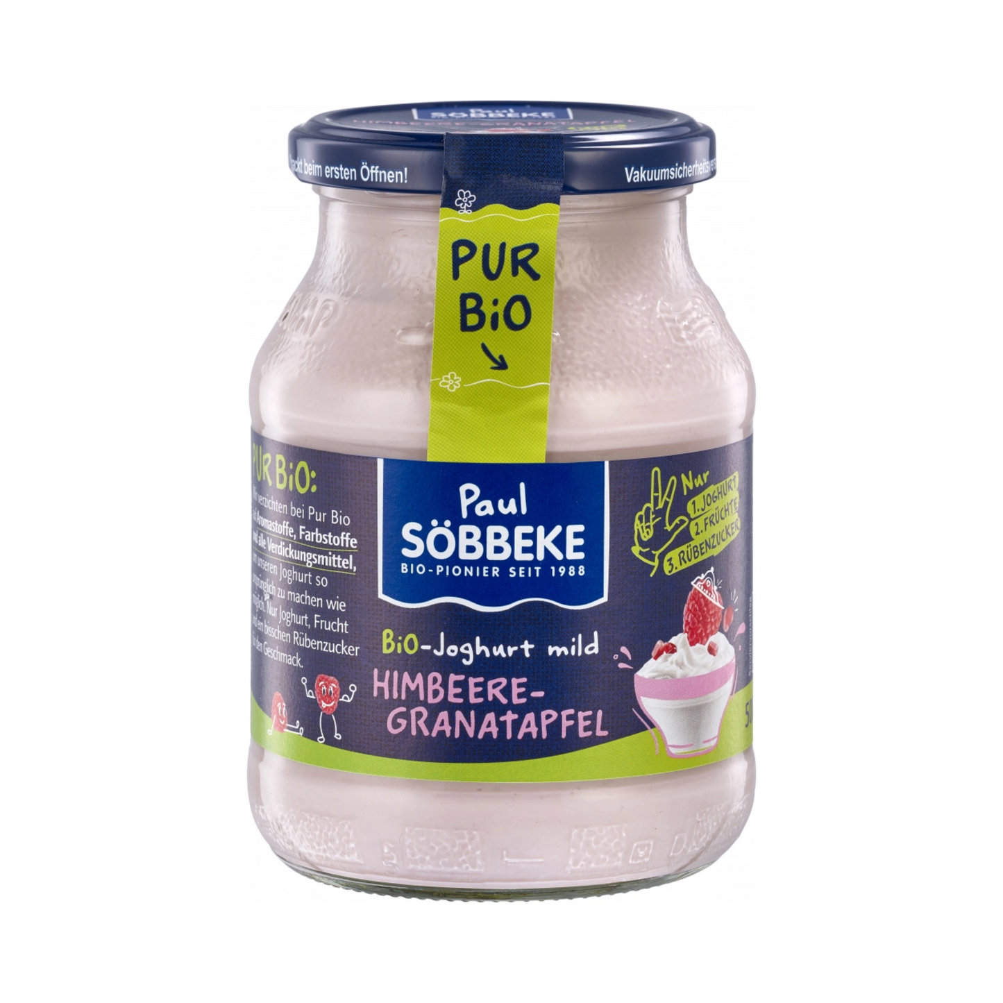 Bio Söbbeke Pur Bio Joghurt Himbeere-Granatapfel 3,8% 500g MW