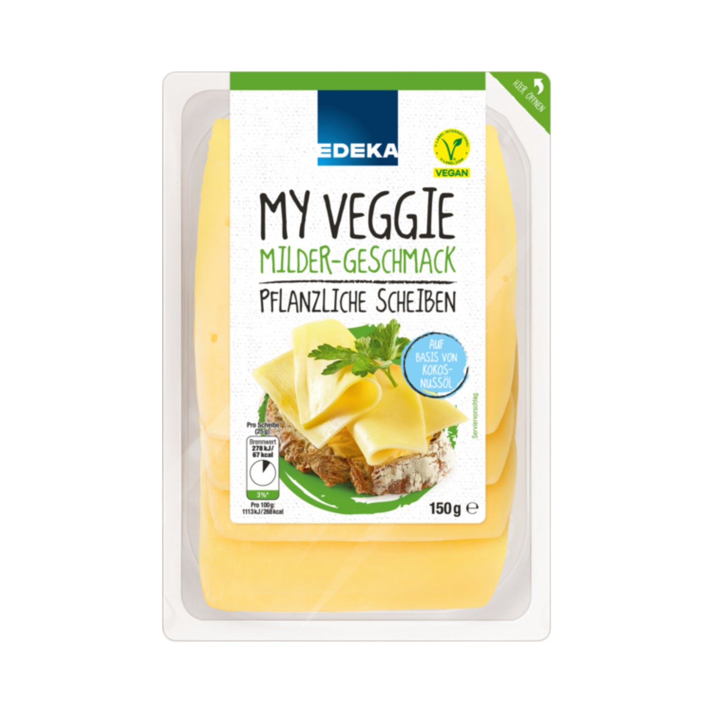 EDEKA My Veggie Vegane Pflanzliche Scheiben Milder-Geschmack 150g