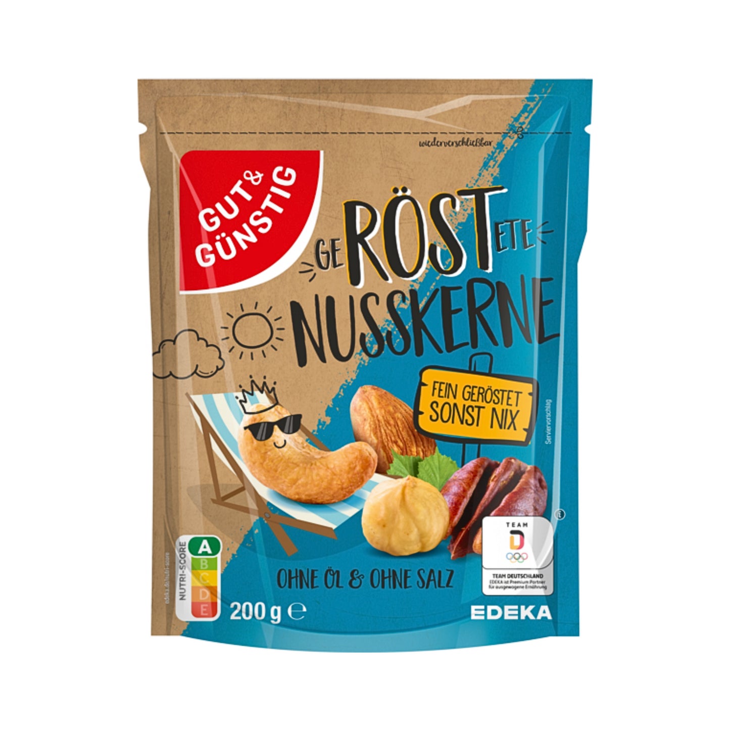 GUT&GÜNSTIG Nusskerne geröstet ohne Öl und ohne Salz 200g