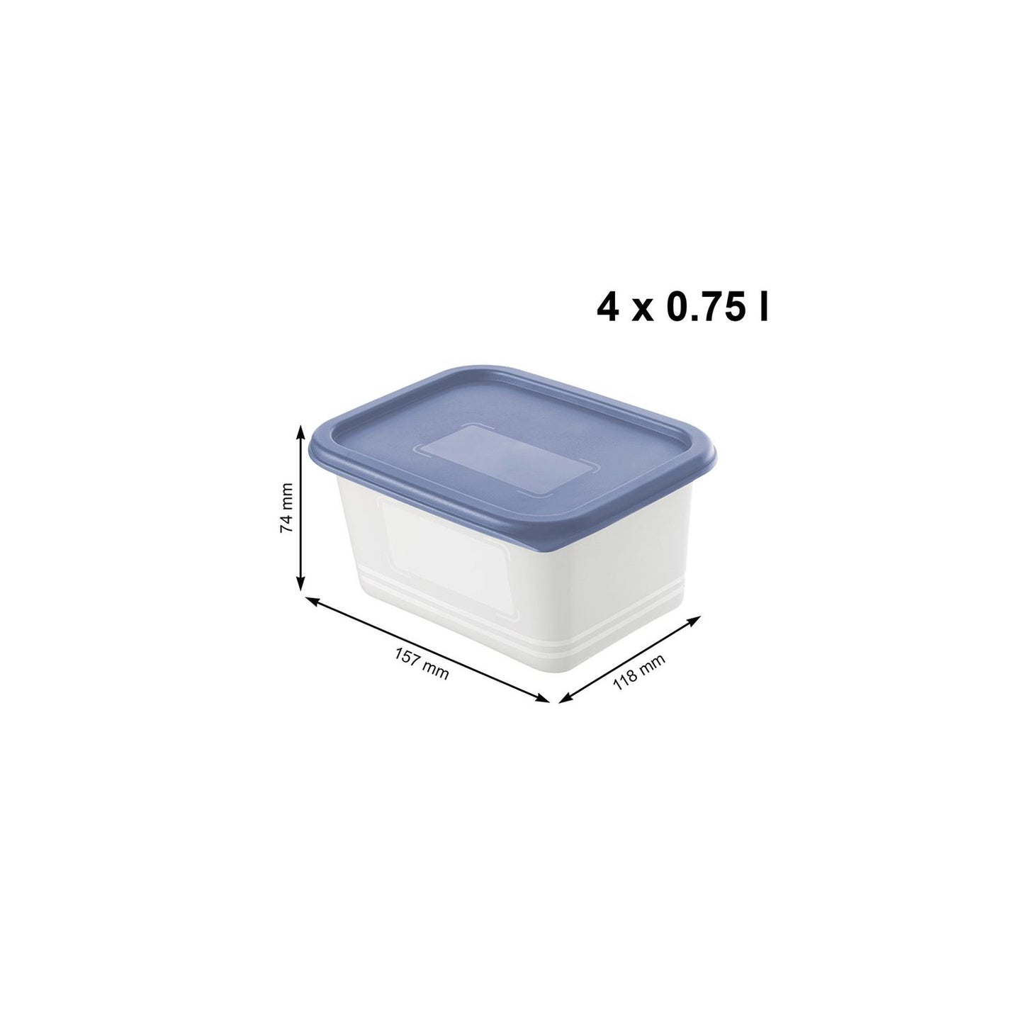 Rotho Gefrierdosen Domino horizon blue 0,75l 4ST