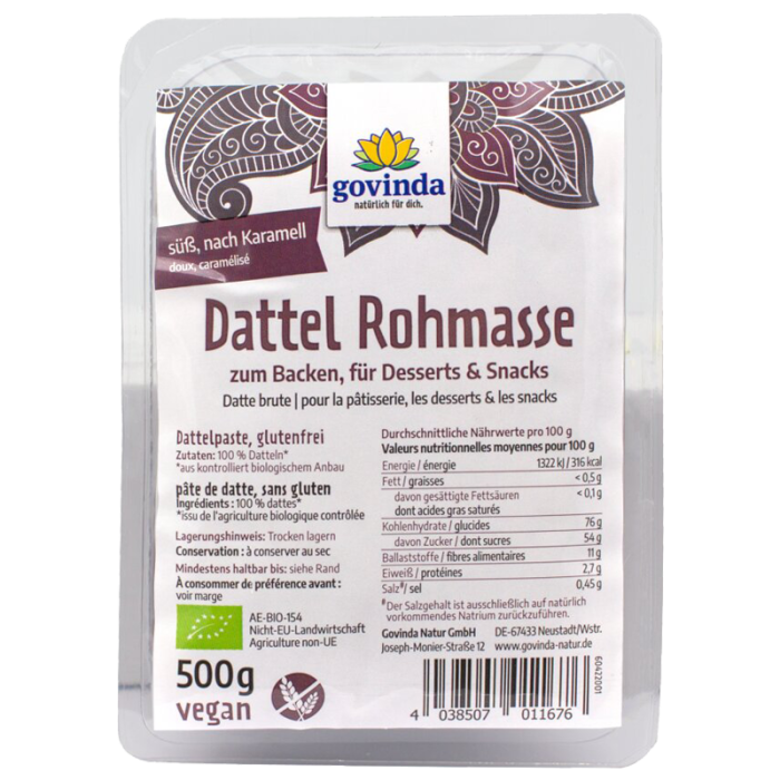 Bio Govinda Dattel Rohmasse 500g