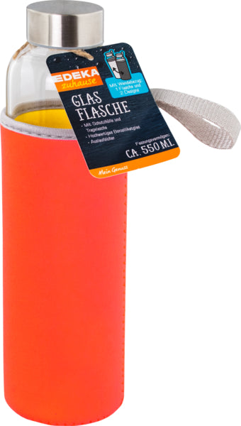 EDEKA zuhause Glasflasche gelb/koralle 550ml