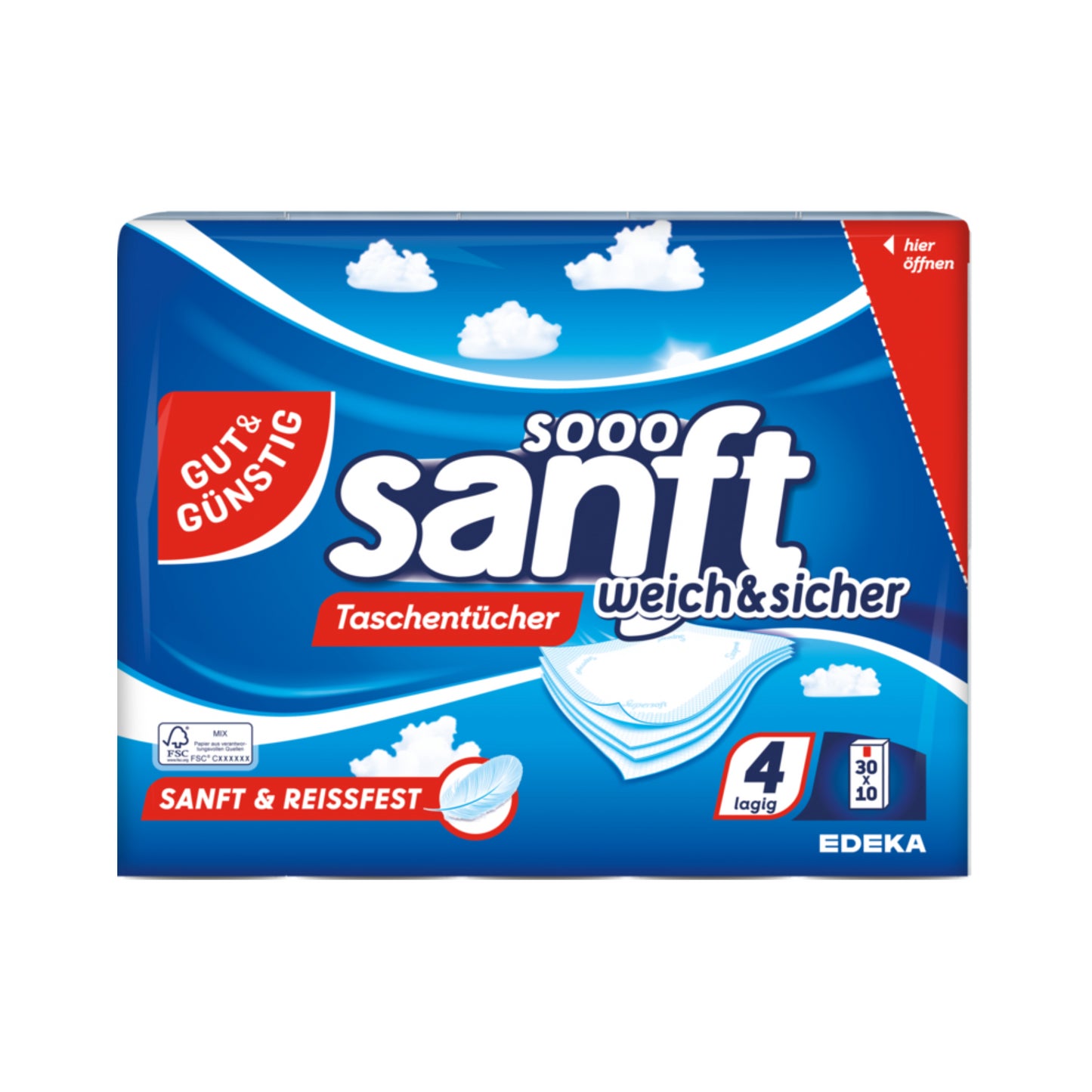 GUT&GÜNSTIG Taschentücher 4lagig 30x10ST