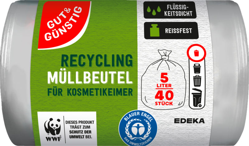GUT&GÜNSTIG Müllbeutel mit Tragegriff recycelt 5l 40ST