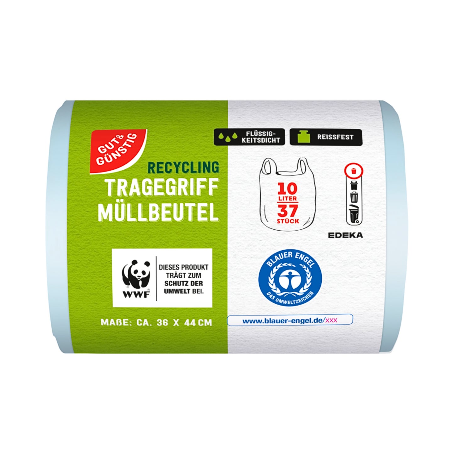 GUT&GÜNSTIG Müllbeutel mit Tragegriff recycelt 10l 37ST