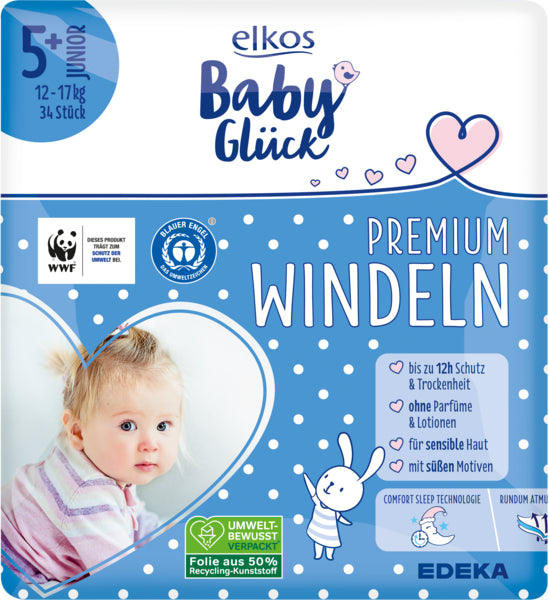EDEKA elkos Baby Glück Windeln Gr.5+ Junior 34ST