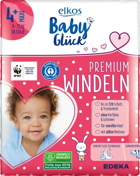 EDEKA elkos Baby Glück Windeln Gr.4+ Maxi 38ST