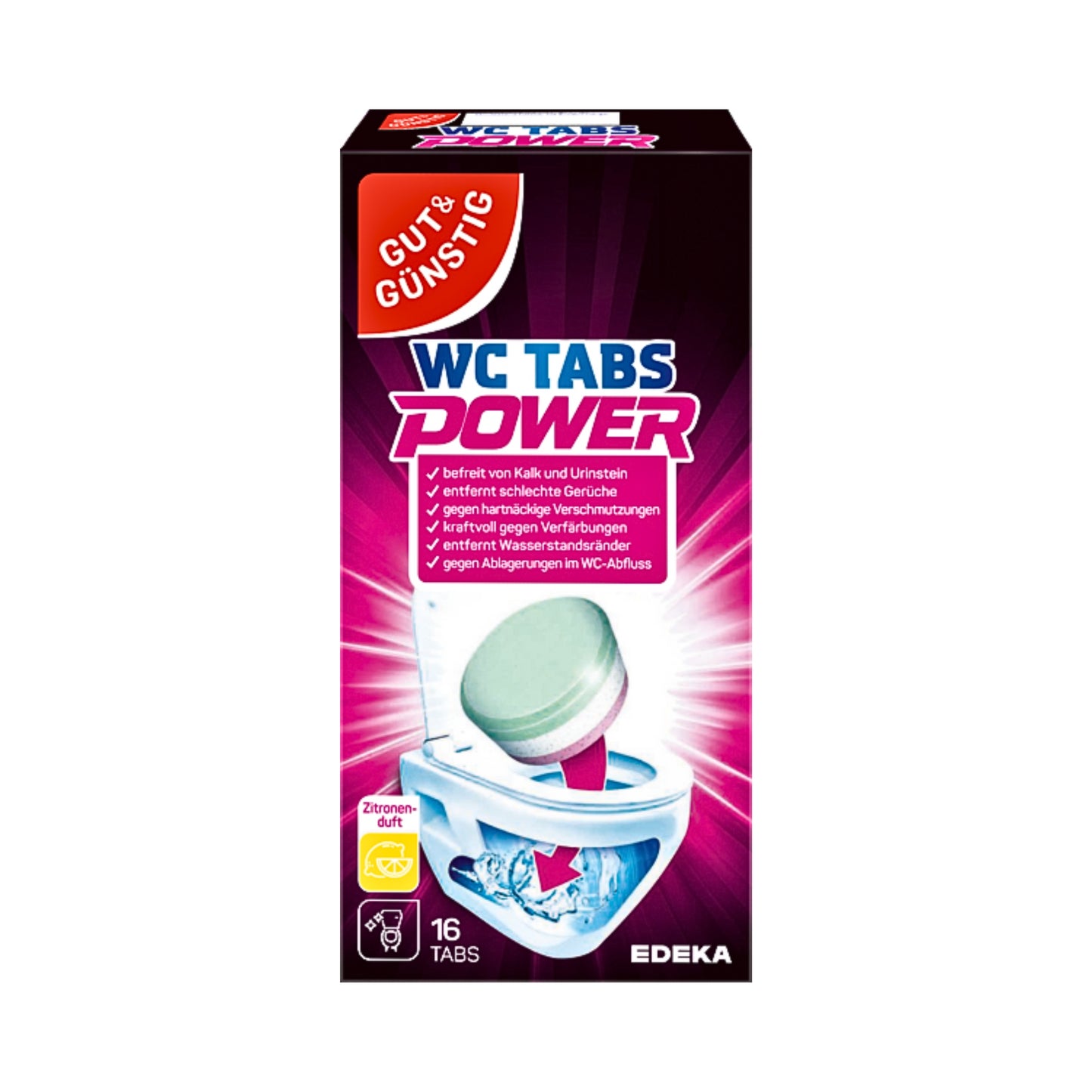 GUT&GÜNSTIG WC-Reiniger Tabs Lemon 16x25g