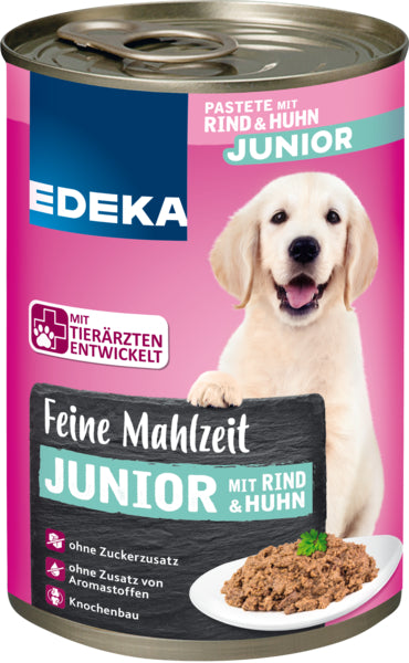 EDEKA Herzstücke Feine Mahlzeit Junior mit Rind+Huhn 400g