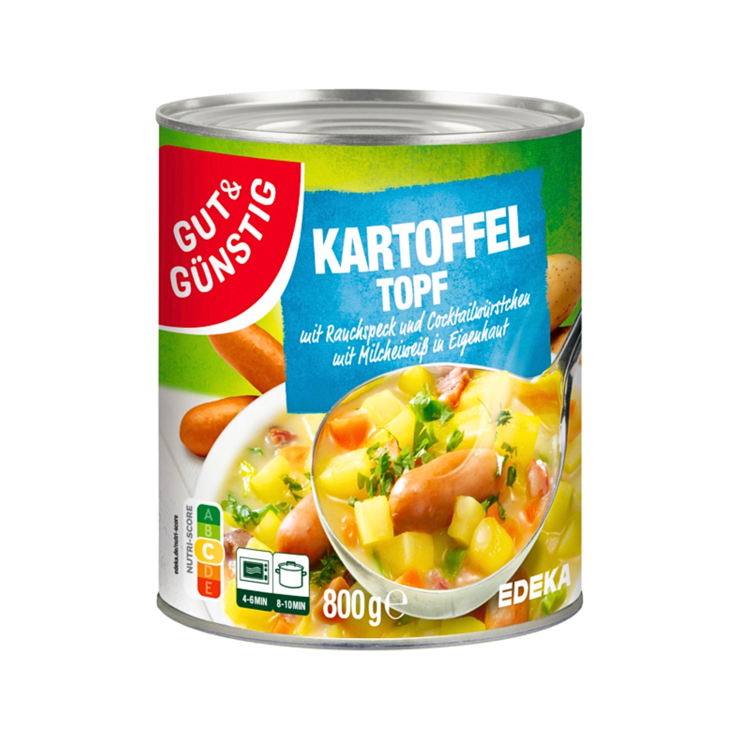 GUT&GÜNSTIG Kartoffel Topf mit Cocktailwürstchen und Rauchspeck 800g