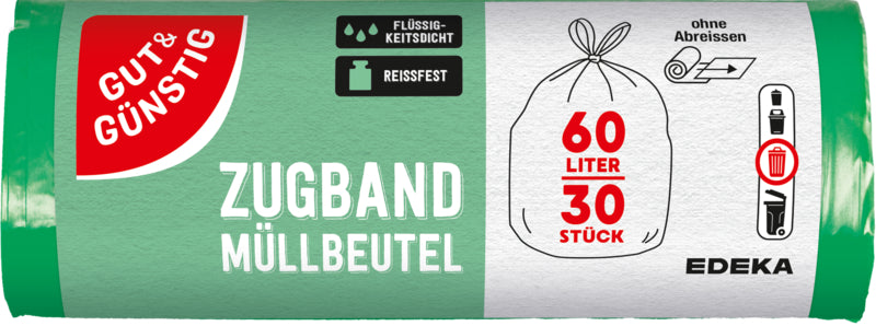 GUT&GÜNSTIG Müllbeutel mit Zugband 60l 30ST